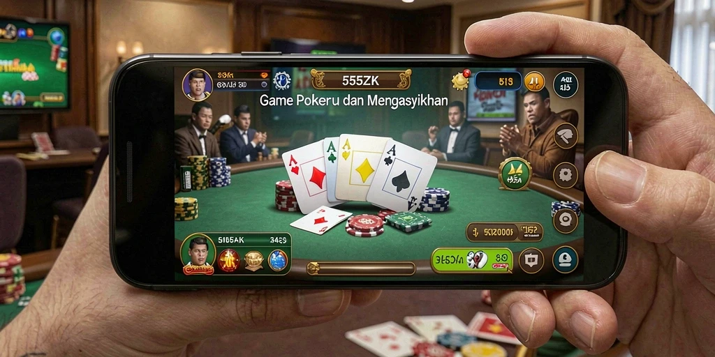 Tampilan gameplay poker yang seru dan menantang di 555ZK.