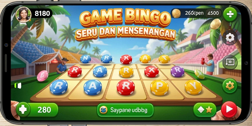 Tampilan gameplay Bingo yang menarik dan penuh warna.