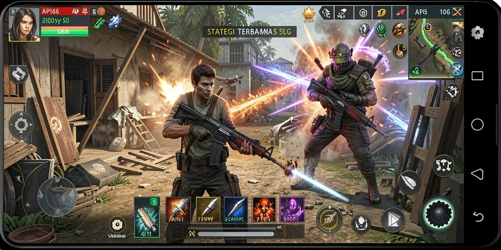 Tampilan gameplay seru dari API66 yang menampilkan pertempuran strategis.