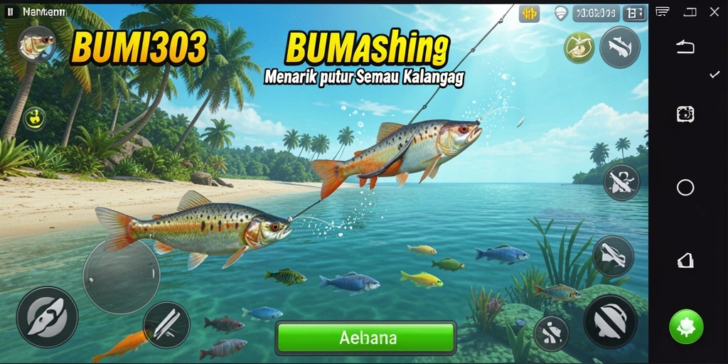 Tampilan permainan BUMI303 yang menunjukkan aksi memancing seru.