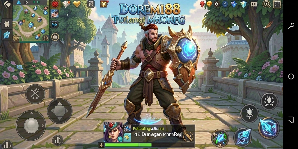 Screenshot gameplay DOREMI88 menampilkan pertempuran epik di dunia MMORPG.