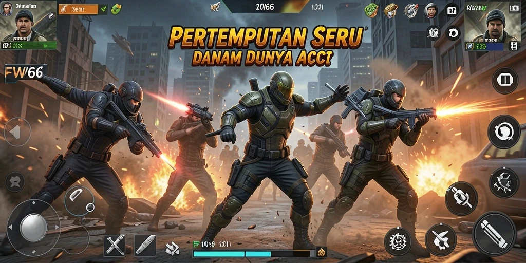 Screenshot FW66 menampilkan aksi pertempuran yang intens dan seru.