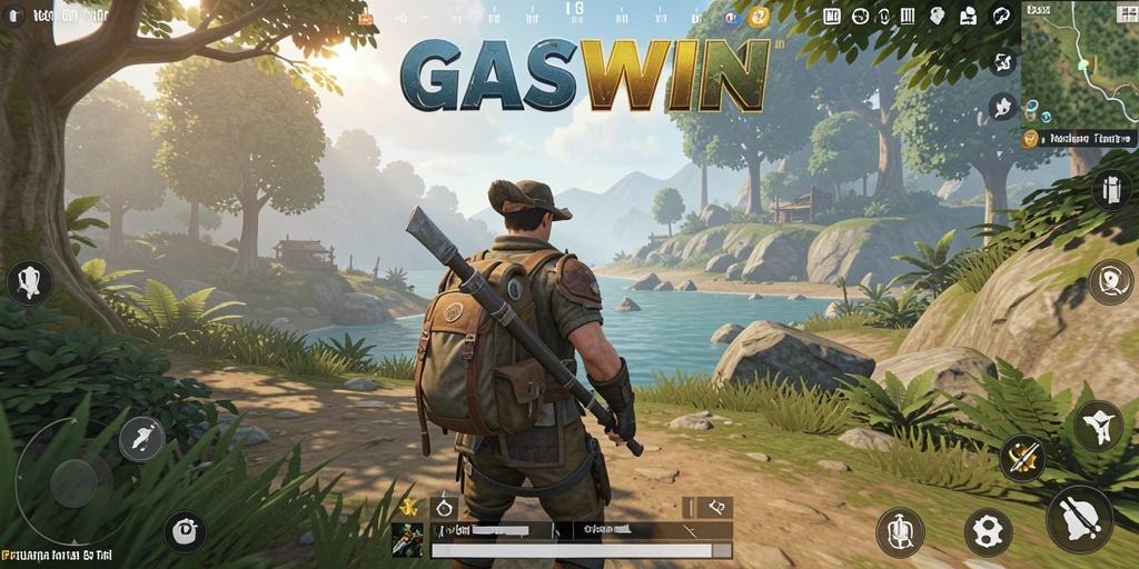 Tangkapan layar gameplay GASWIN yang menunjukkan eksplorasi dunia terbuka.
