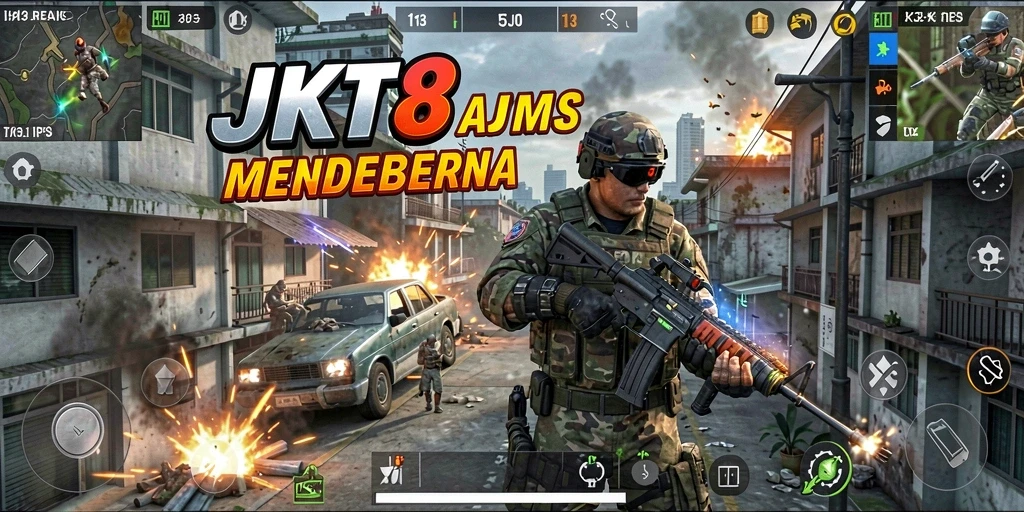 Tampilan gameplay JKT8 yang penuh aksi dan strategi.