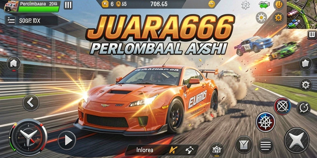 Tampilan mendebarkan gameplay balapan mobil JUARA666.
