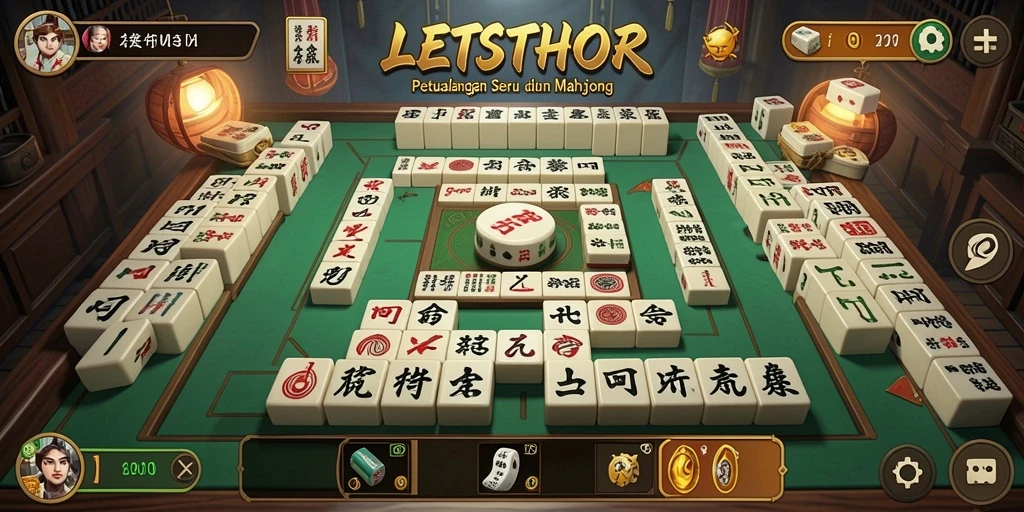 Screenshot gameplay LETSTHOR yang menampilkan suasana Mahjong yang seru.