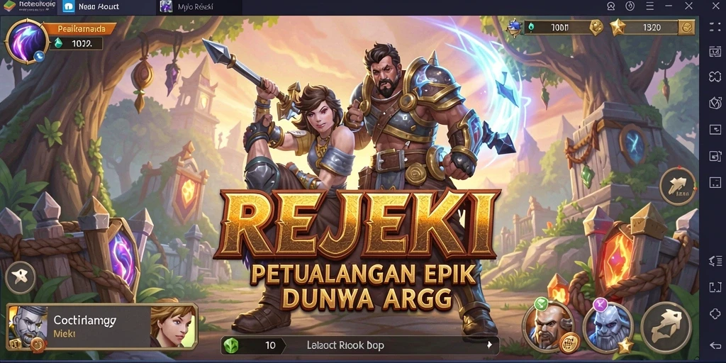 Screenshot gameplay yang menunjukkan aksi fantastis dalam REJEKI.
