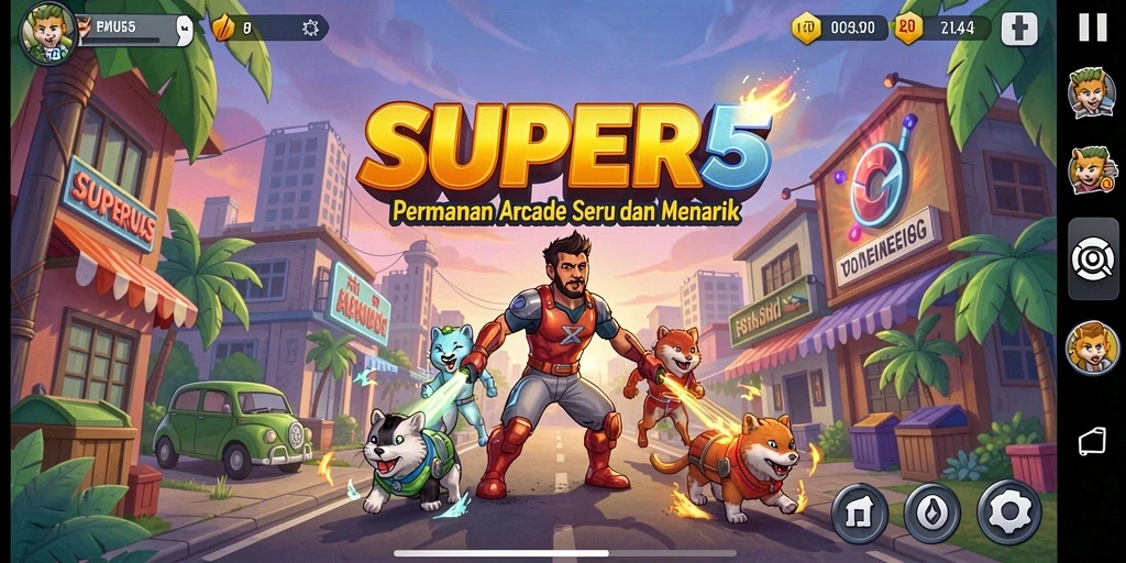 Tampilan menarik dari gameplay SUPER5 yang menantang dan seru.